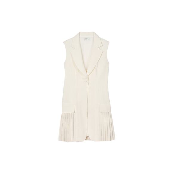 Sandro Mini Pleated Cream Viscose Suit Dress Size 4 - Picture 1 of 5